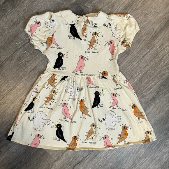 Girls Mini Rodini Bird Watching Puff Sleeve Dress 10-11Y - Picture 4 of 5